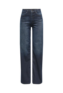 Front image of the Juicy hw wide leg jeans in dark denim, by brand Only