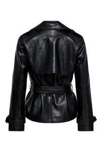Back image of the Julia faux leather belted jacket in black, by brand Only