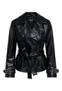 Image of JULIA FAUX LEATHER BELTED JACKET in black, by brand ONLY