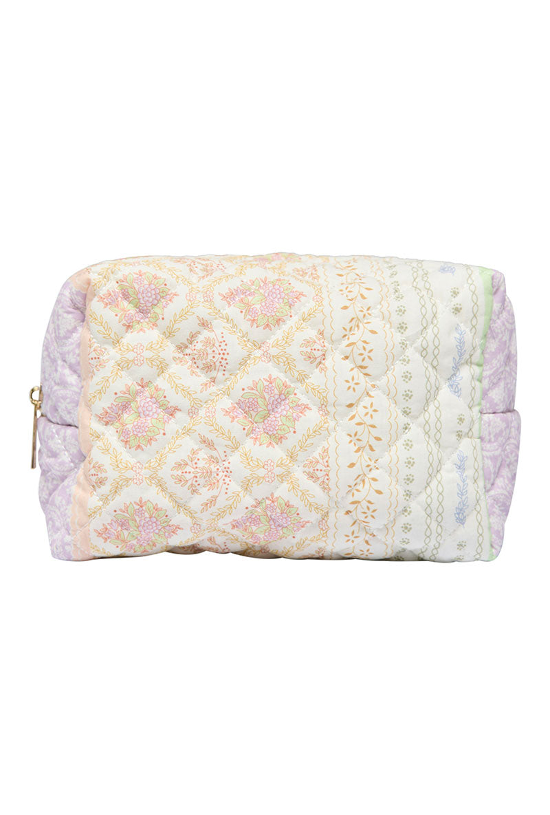 Front image of Kamilla quilted cosmetic bag in off white, by brand Only