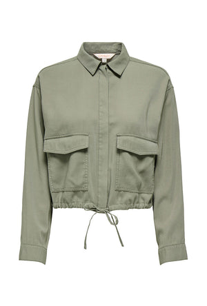 Front image of the Laris life jacket in olive, by brand Only