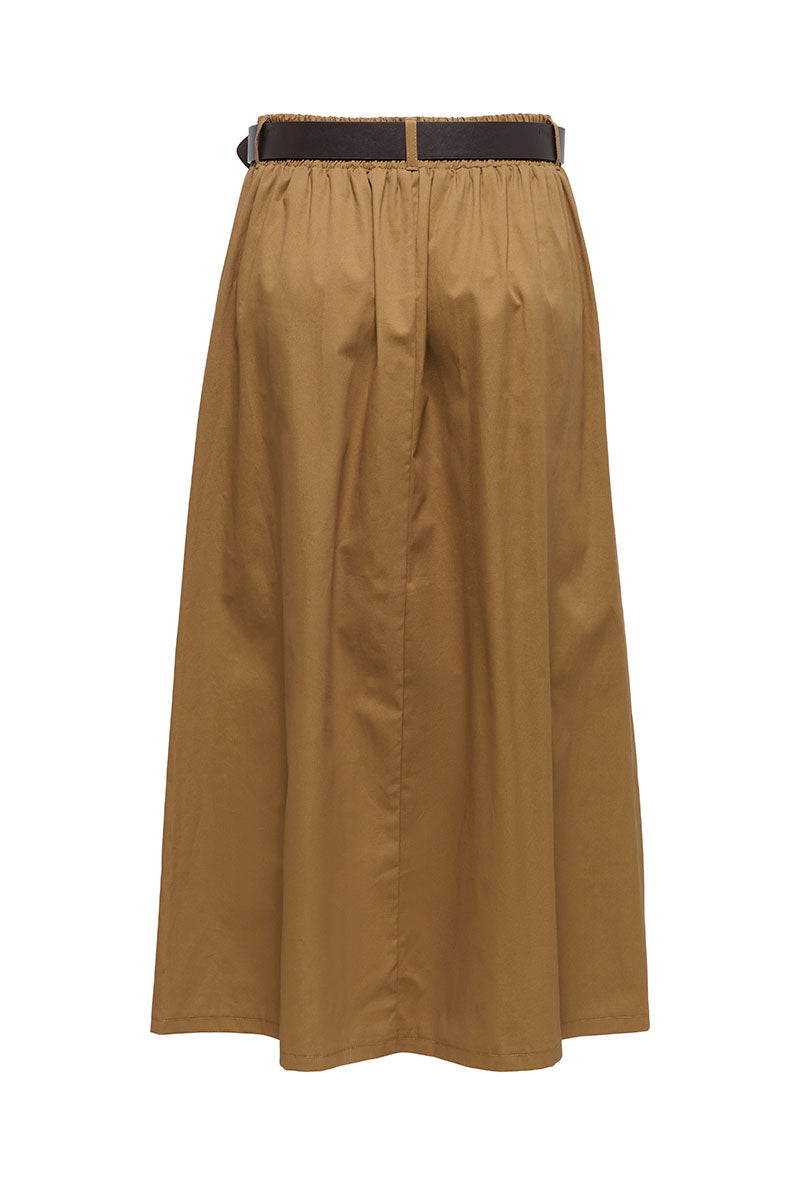Back image of Laven zora hw long belt skirt in brown, by brand Only