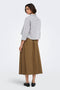 Back image of a model wearing the Laven zora hw long belt skirt in brown, by brand Only