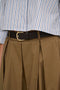Front image of a model wearing the Laven zora hw long belt skirt in brown, by brand Only