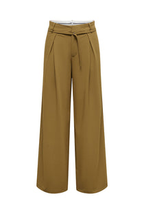 Front image of the Lavina hw belt wide pant in brown, by brand Only