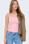 Front image of a model wearing the Lea sl new singlet in pink, by brand Only