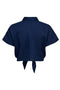 Back image of the Leoni seersucker cap knot shirt in navy, by brand Only