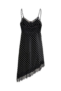 Back image of the Lindona strap satin lace dress in black, by brand Only