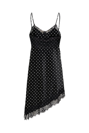 Back image of the Lindona strap satin lace dress in black, by brand Only