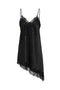Front image of Lindona strap satin lace dress in black, by brand Only