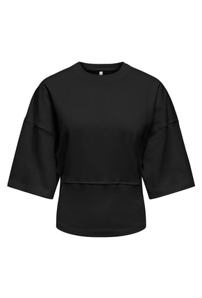 Front image of Lumi ss top in black, by brand Only