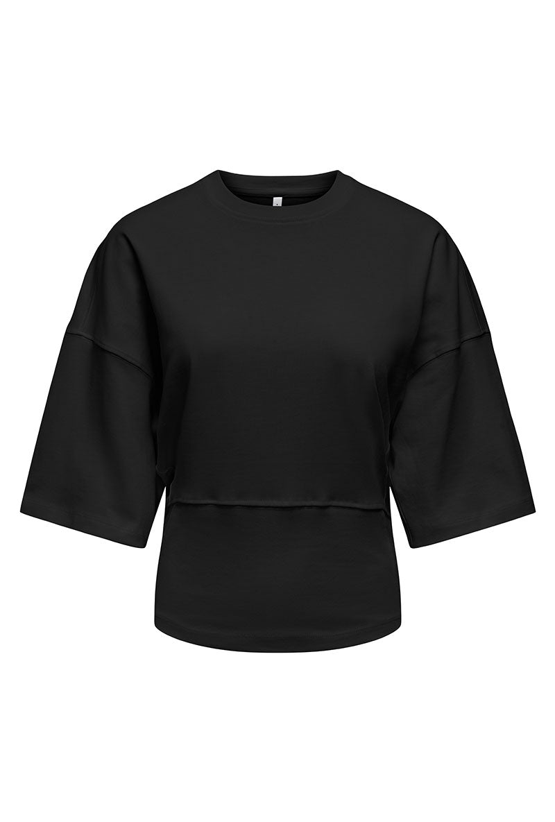 Front image of Lumi ss top in black, by brand Only