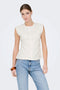Front image of a model wearing Marie s/l ruching top in off white, by brand Only
