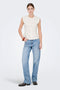 Front image of a model wearing the Marie s/l ruching top in off white, by brand Only