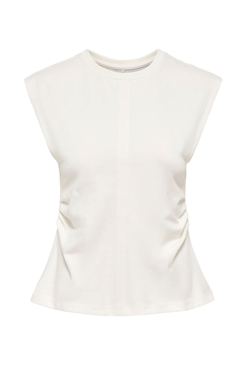 Front image of Marie s/l ruching top in off white, by brand Only