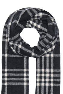 Detail image of the Mathilde check fringe scarf in black, by brand Only