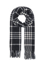 Image of MATHILDE CHECK FRINGE SCARF in black, by brand ONLY