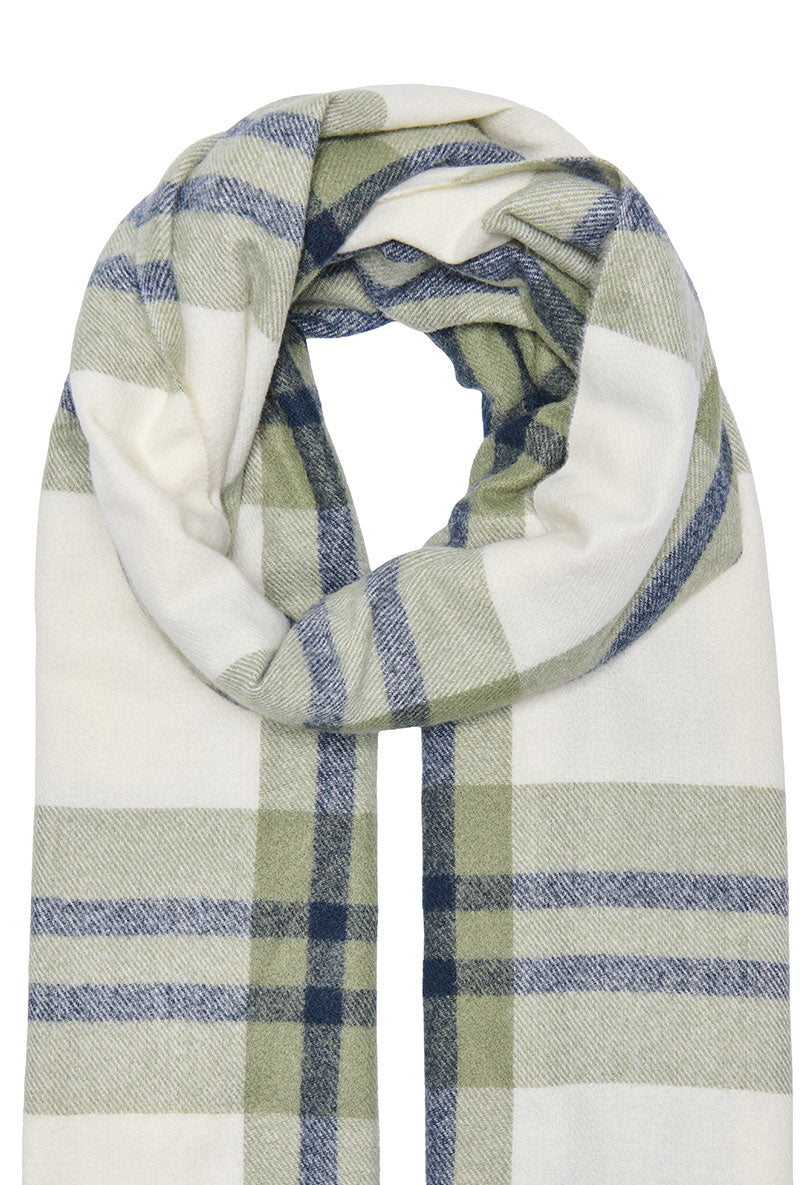 Detail image of Mathilde check fringe scarf in green, by brand Only