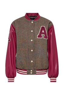 Front image of the Moreno bomber jacket in burgundy, by brand Only