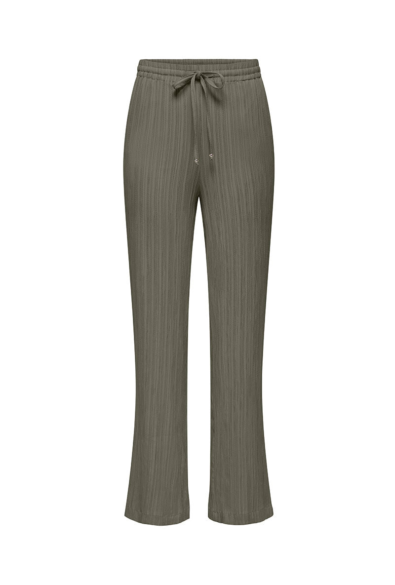 Front image of Munich mw wide crinkle pants in olive, by brand Only