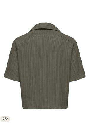 Back image of the Munich ss crinkle shirt in olive, by brand Only