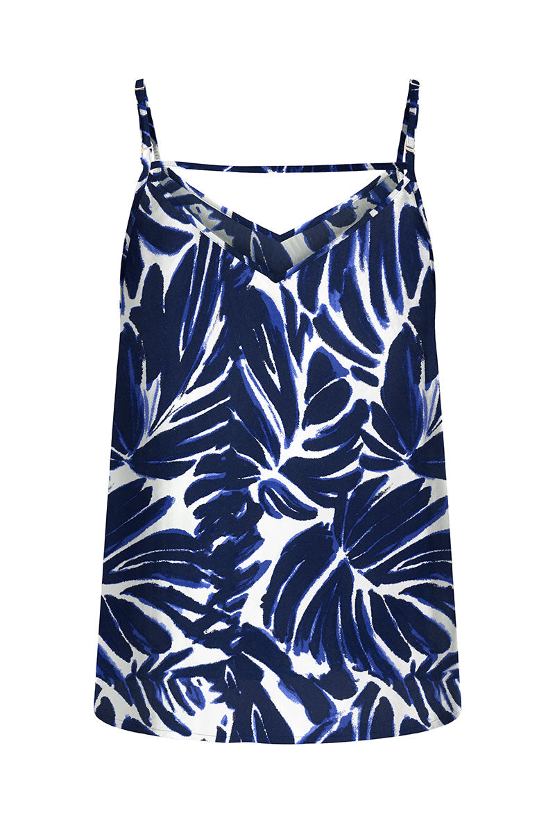 Front image of Nova life viscose paris singlet in navy, by brand Only