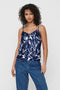 Front image of a model wearing Nova life viscose paris singlet in navy, by brand Only