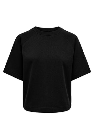 Front image of the Ofelia ss raglan sweatshirt in black, by brand Only