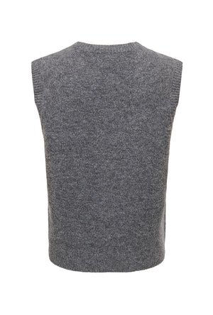 Back image of the Olivia sl button vest in grey, by brand Only