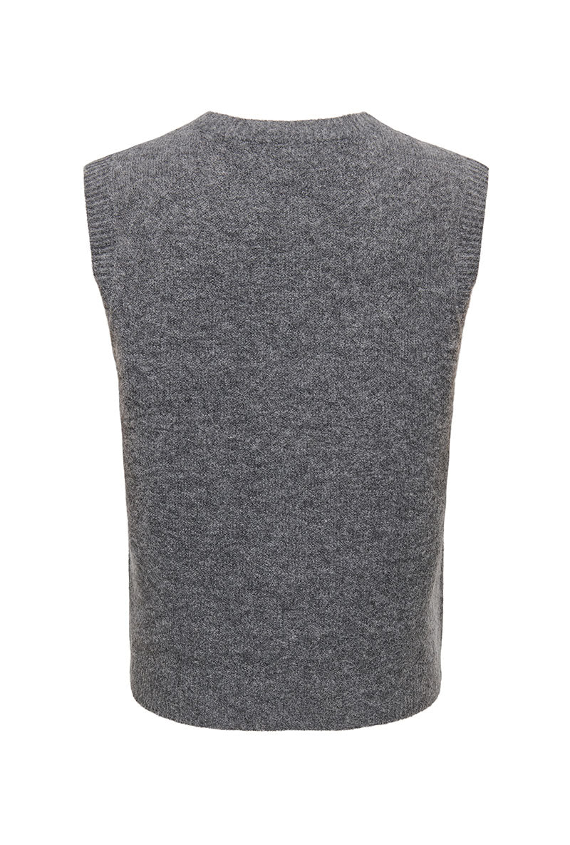Back image of Olivia sl button vest in grey, by brand Only