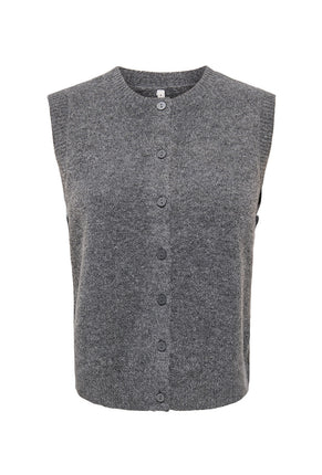 Front image of Olivia sl button vest in grey, by brand Only