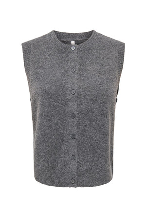 Front image of the Olivia sl button vest in grey, by brand Only