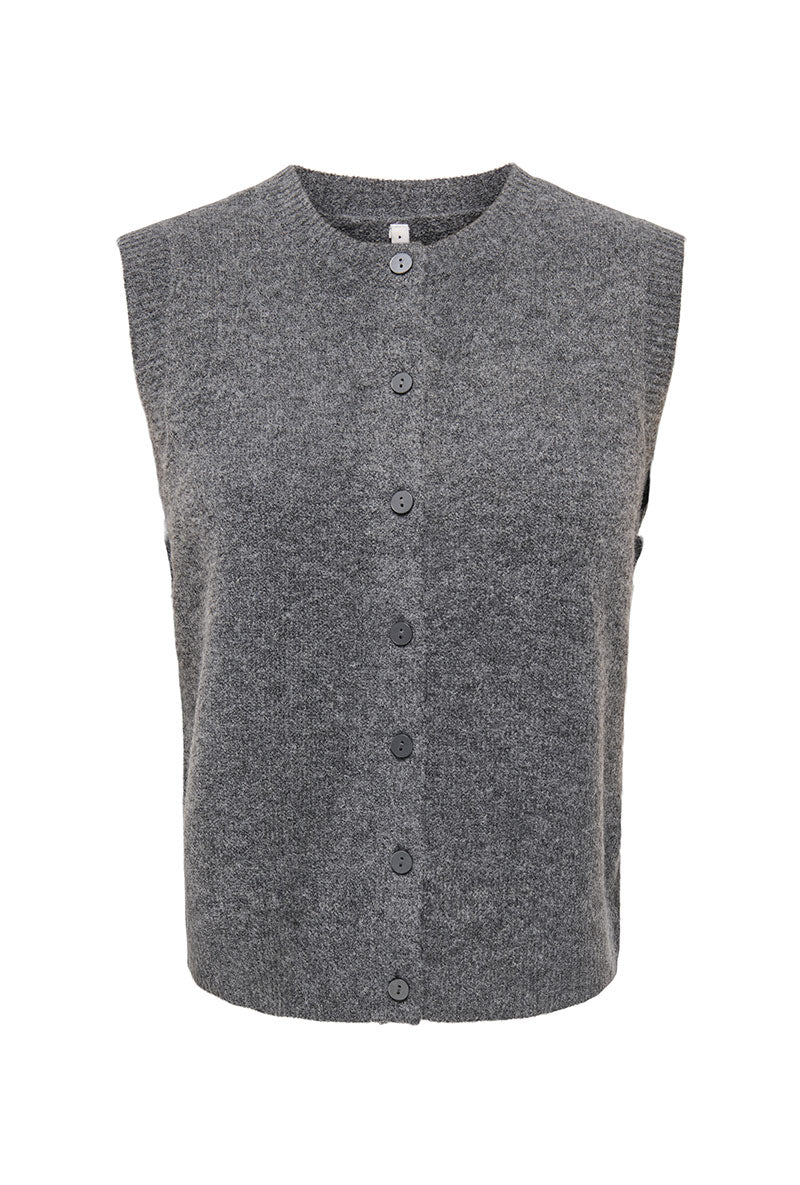 Front image of Olivia sl button vest in grey, by brand Only
