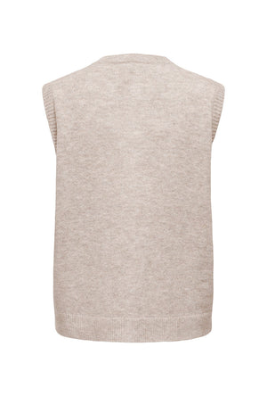Back image of the Olivia sl button vest in stone, by brand Only
