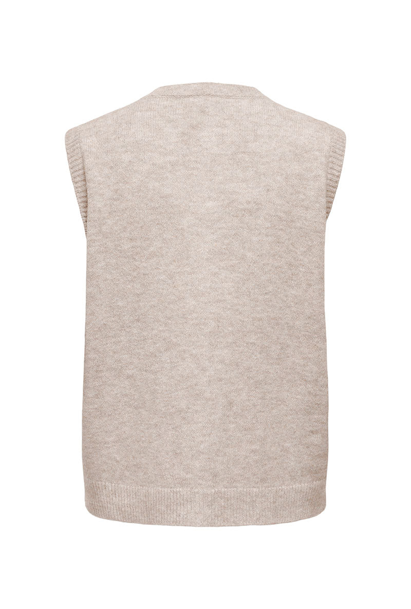 Back image of Olivia sl button vest in stone, by brand Only