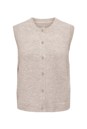 Front image of Olivia sl button vest in stone, by brand Only