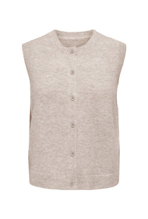 Front image of the Olivia sl button vest in stone, by brand Only