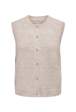 Front image of the Olivia sl button vest in stone, by brand Only