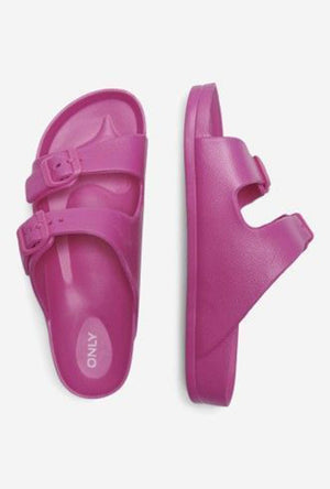 Front and sole image of the Cristy sandal in pink, by brand Only