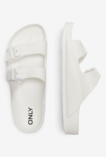 Front and sole image of the Cristy sandal in white, by brand Only