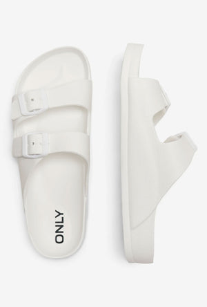 Front and sole image of the Cristy sandal in white, by brand Only