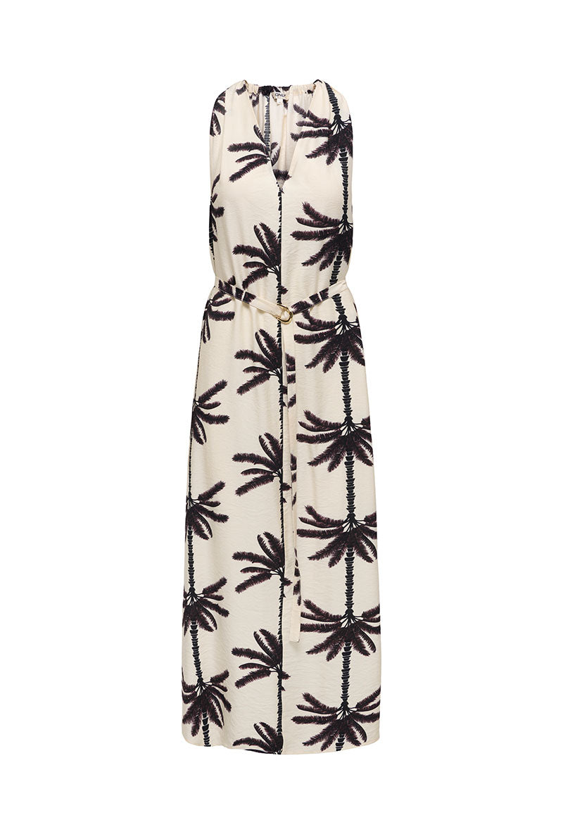 Front image of Palima sl long belt dress in beige, by brand Only
