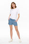 Front image of a model wearing the Pema life lycell denim shorts in denim, by brand Only