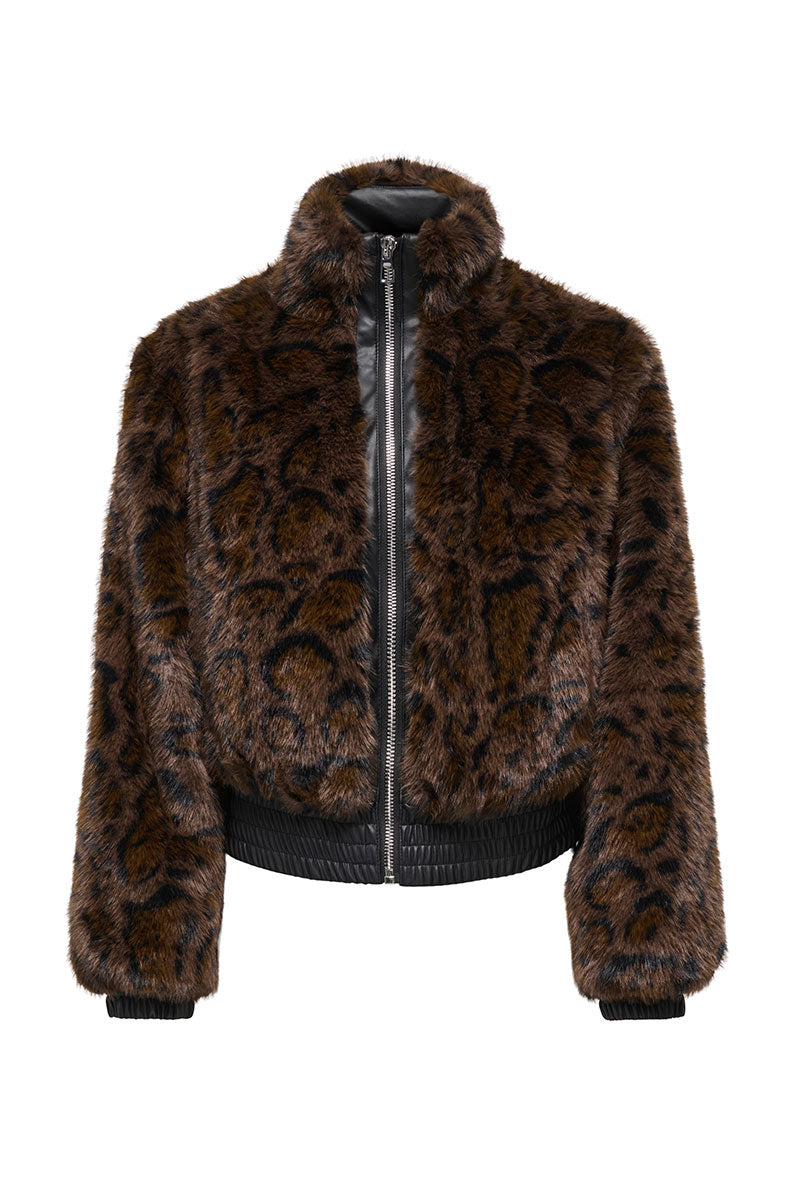 Front image of Rikke faux fur jacket in black, by brand Only