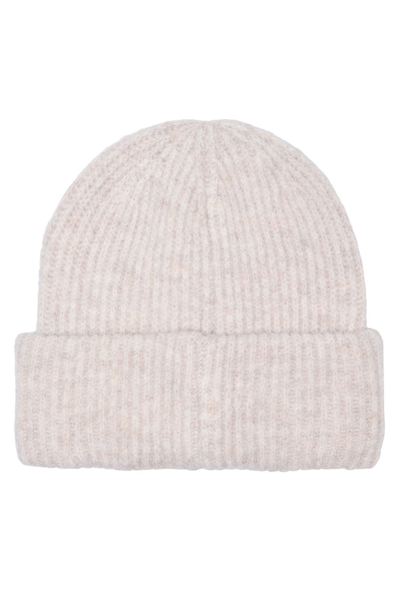Back image of Sara knit letter beanie in beige, by brand Only