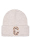 Front image of Sara knit letter beanie in beige, by brand Only