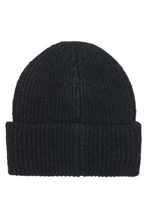 Back image of the Sara knit letter beanie in black, by brand Only