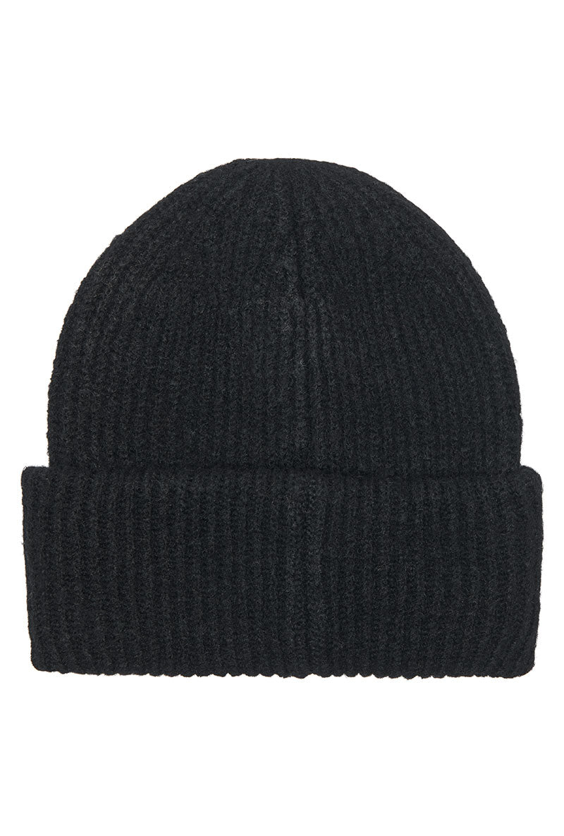 Back image of Sara knit letter beanie in black, by brand Only