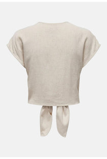 Back image of the Siesta ss knot linen shirt in off white, by brand Only