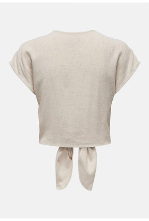 Back image of the Siesta ss knot linen shirt in off white, by brand Only